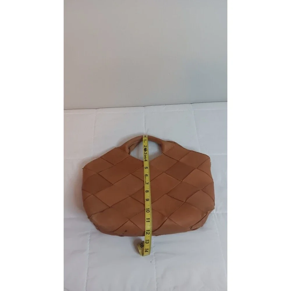Parker Clay Acacia Woven Ethiopian Leather Hand Bag Brown With Strap